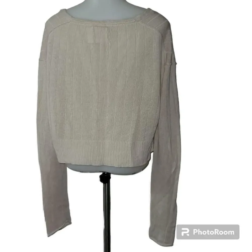 Women's Free People Knotted Crop Sweater - Size S - Beige